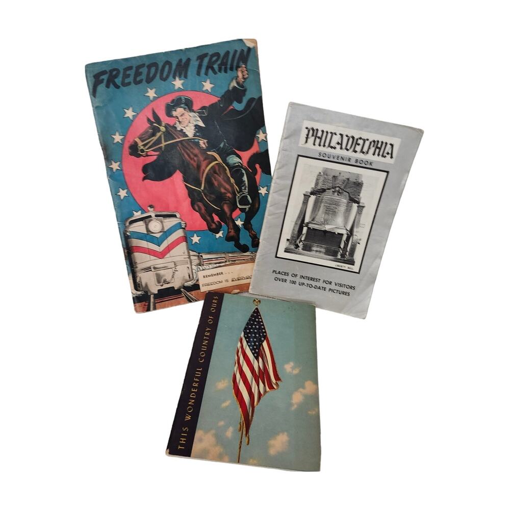 Lot 3 Vtg Freedom Trail Liberty Bell Philadelphia Book This Wonderful Country